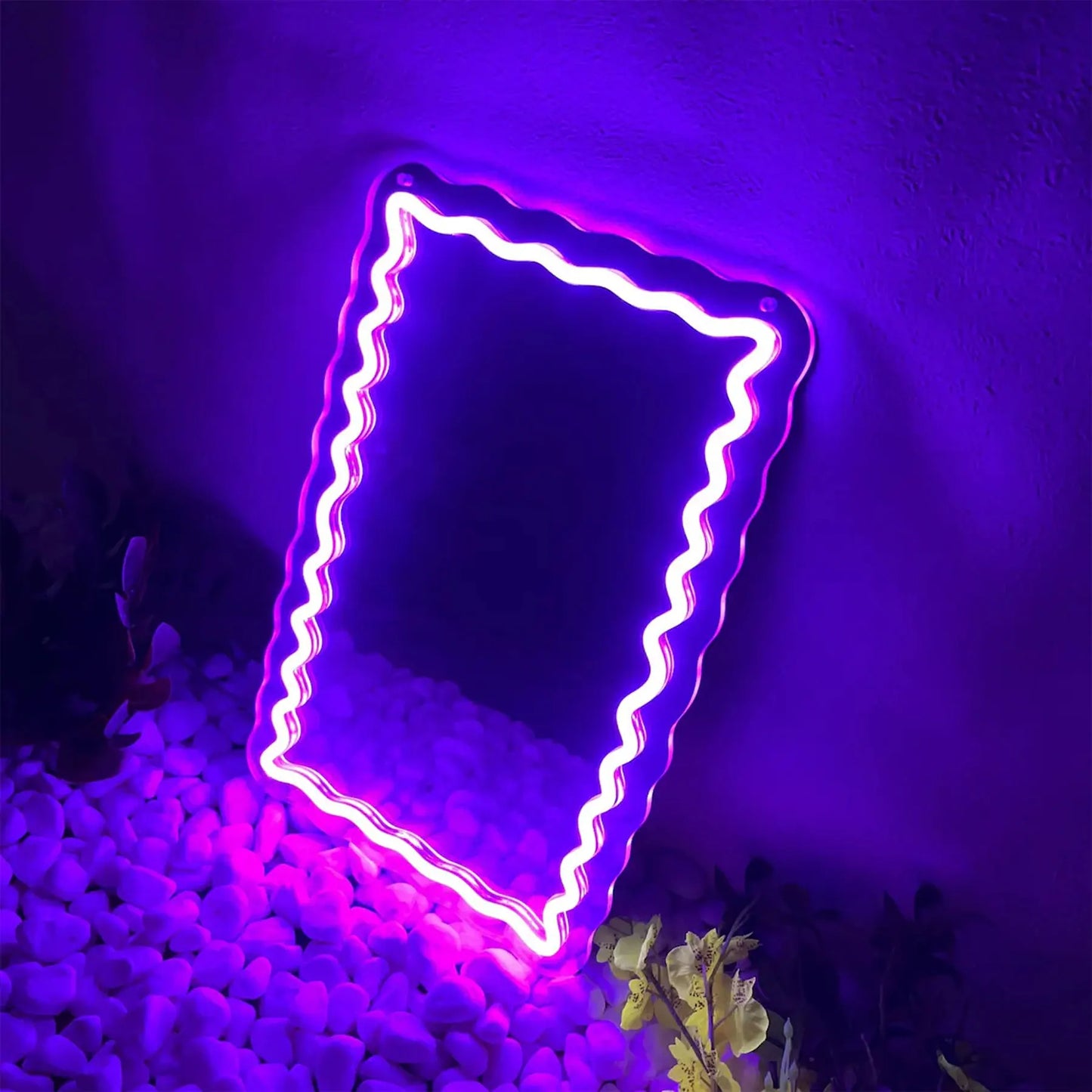 Wave Mirror Neon Sign for Bedroom & Decor