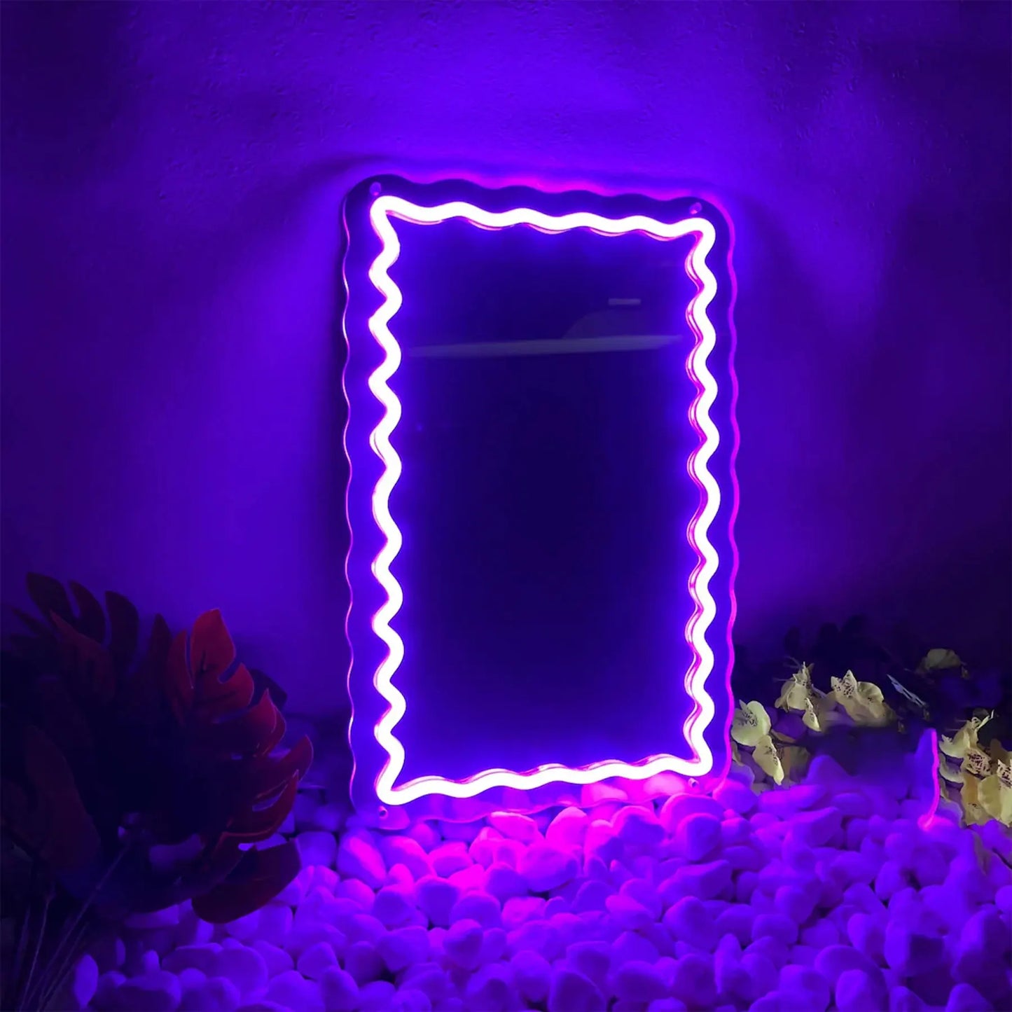 Wave Mirror Neon Sign for Bedroom & Decor