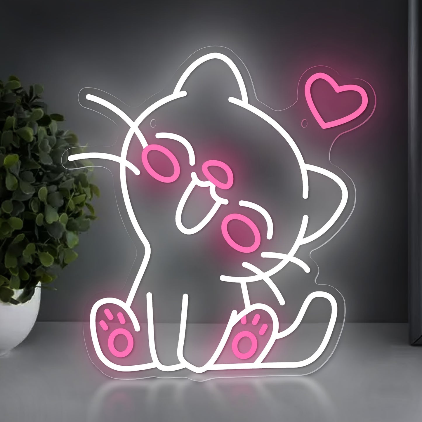 Cute Smiley Cat Neon Sign for Gaming Room